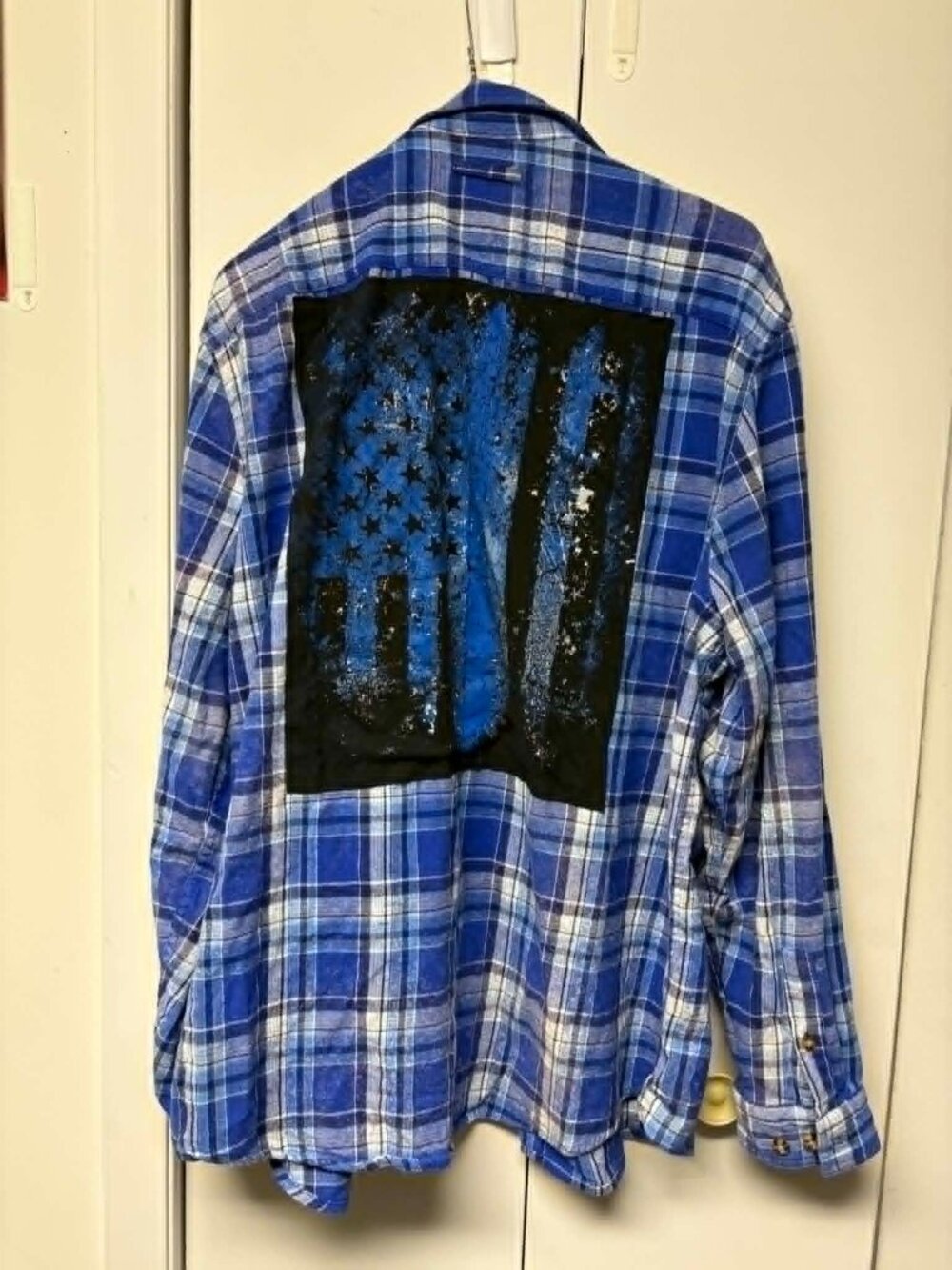 Boutique Unbranded Back The Blue Flannel Top Womens XL